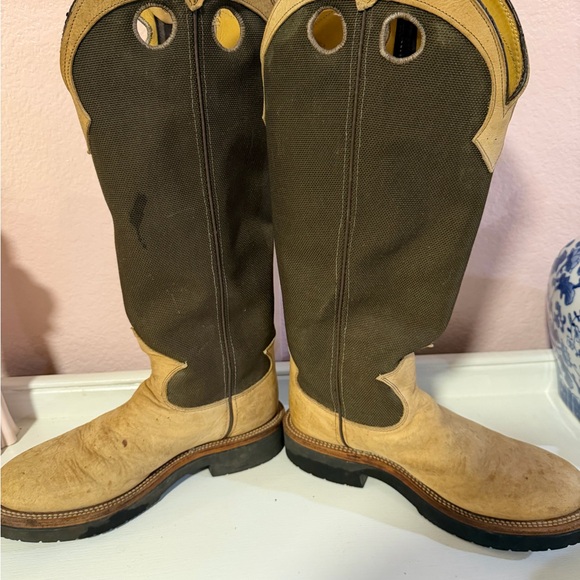 Justin Boots Brown Canvas and Tan Leather Pull-On Work Boots main image 6